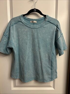 Zenana NWOT Light Blue Mineral-Wash Short Sleeve Tee